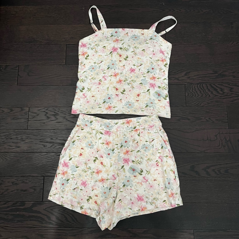 Abercrombie & Fitch ~ pink floral linen set - Picture 2 of 5